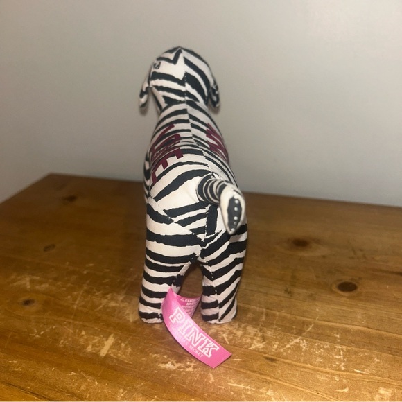 Victoria's Secret PINK LOVE Zebra Print White Black 8” Dog Plush Stuffed Animal - Picture 4 of 7